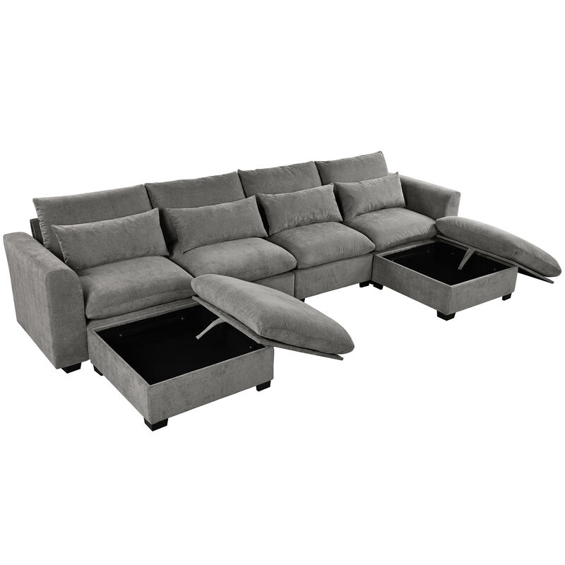 Merax Modular Corner Sofa with 2 Ottomans