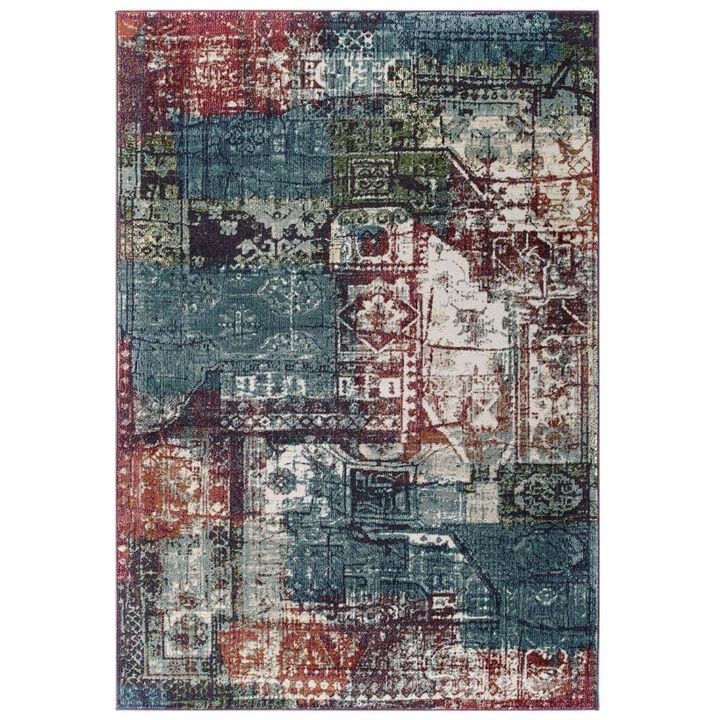 Tribute Elowen Contemporary Modern Vintage Mosaic 8x10 Area Rug - Multicolored
