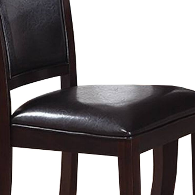 Retro Style Set Of Two Wooden Dining Chairs In Dark Brown,-Benzara