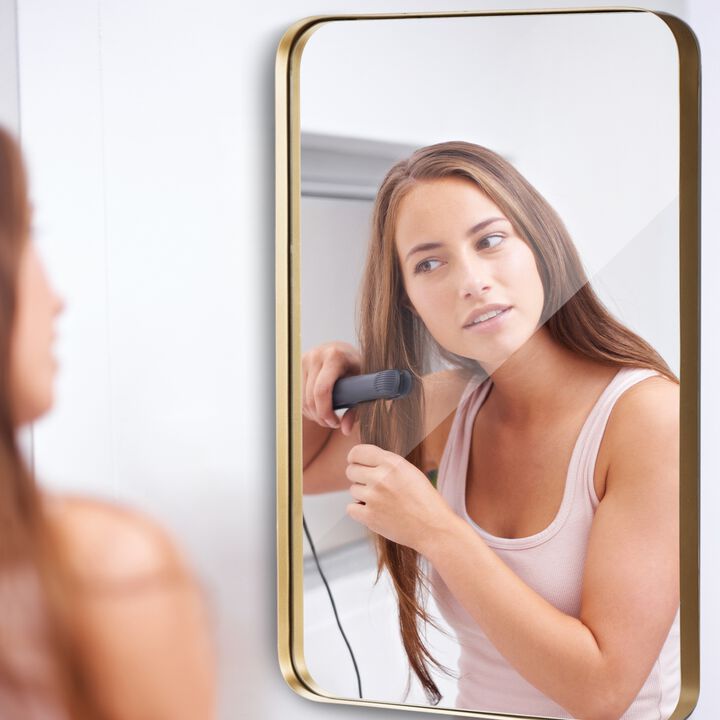 32" x 20" Metal Frame Wall-Mounted Rectangle Mirror