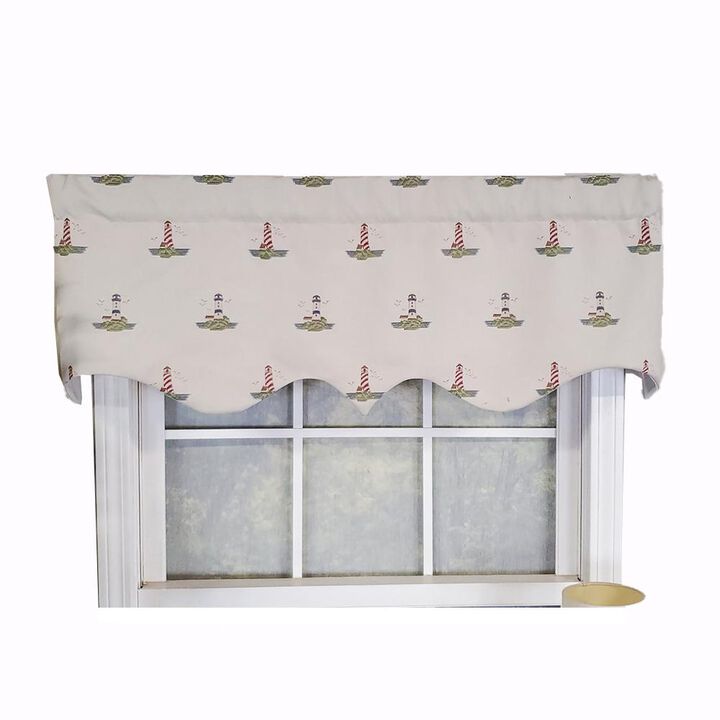 RLF Home Modern Design Classic Lighthouse Regal Style Window Valance 50" x 17" Vanilla