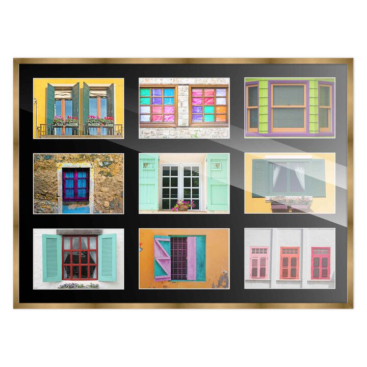 14.5x20.5 Wood Collage Frame with Black Mat For 9 4x6 Pictures