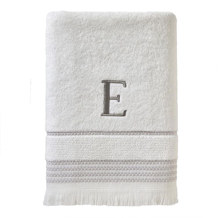SKL Home By Saturday Knight Ltd Casual Monogram Bath Towel E - 28"X54", White