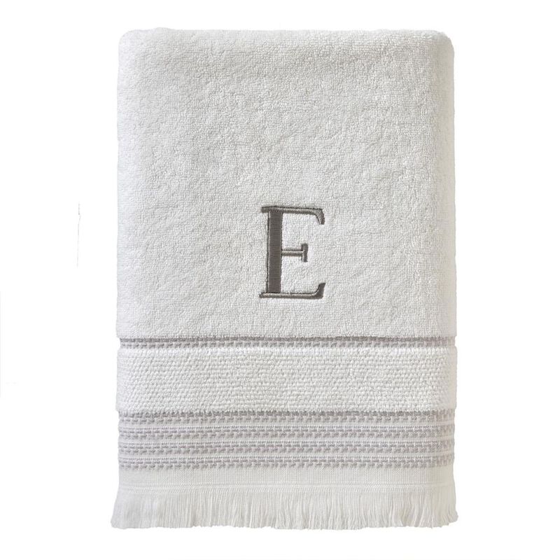 SKL Home By Saturday Knight Ltd Casual Monogram Bath Towel E - 28"X54", White