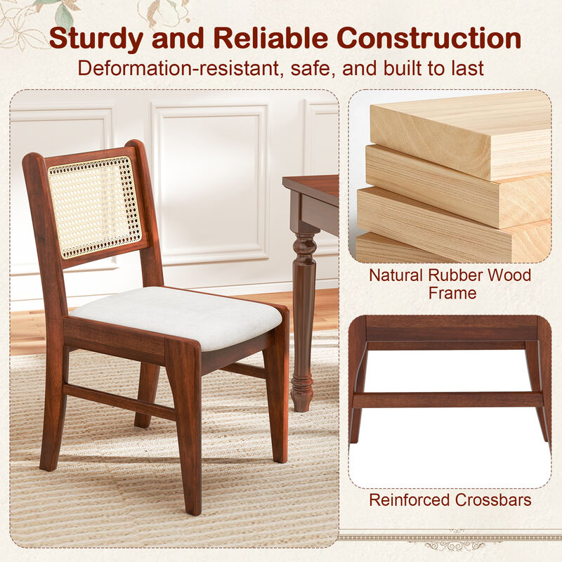 Kitchen Chairs with Cane Back and Padded Seat for Comfortable and Stylish Dining