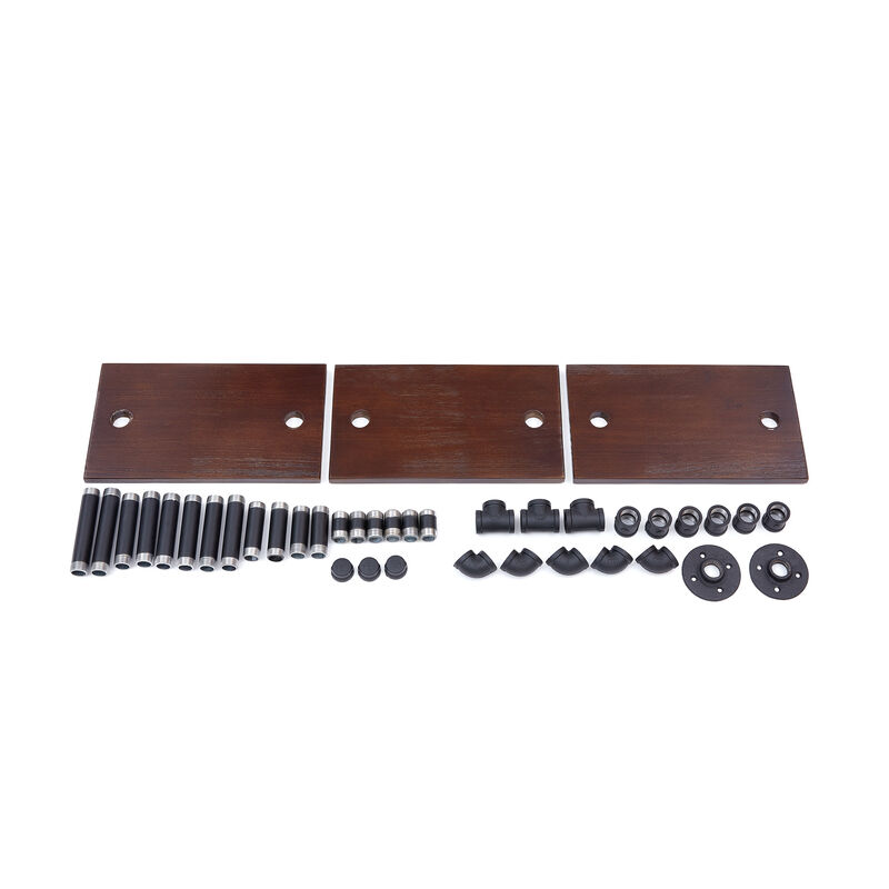 3-Tier Vertical Floating Staggered Industrial Rustic Pipe Wall Mount Shelving Unit