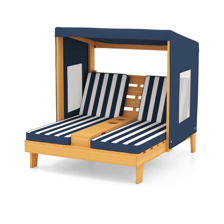 Hivvago Kids Patio Lounge Chair with Cup Holders and Awning