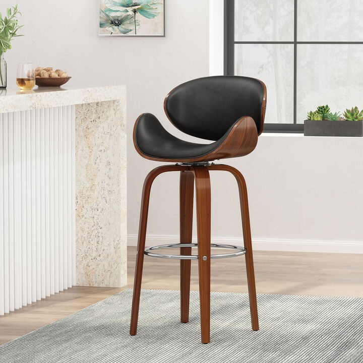Mid-Century Modern Swivel Bar Stools in Midnight Black