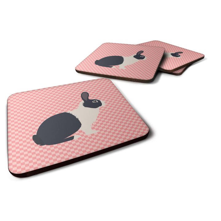 Caroline's Treasures Dutch Rabbit Pink Check Decorative Coasters, 3.5, Multicolor