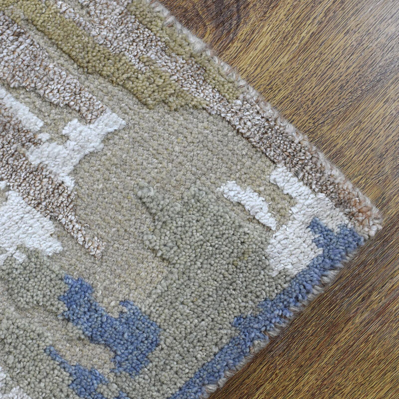 Rugsotic Carpets Hand Knotted Bamboo Silk & Wool 6'x9' Area Rug Abstract Beige NWS120