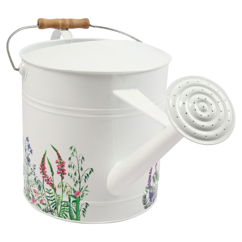 Metal Water Can with Purple Flowers
