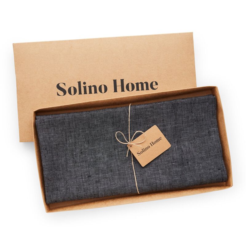 Solino Home 100% Pure Linen Table Throw 52 x 52 Inch | Athena