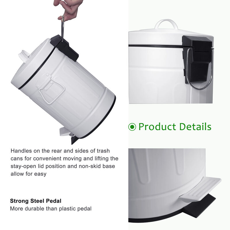 3+12 Liter New York Style Round Trash Can Combo White