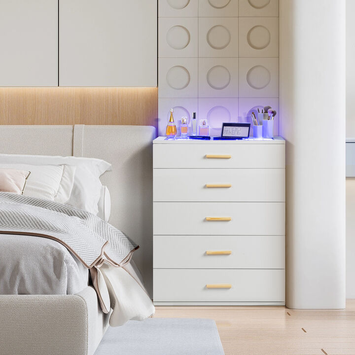 5-Drawer Cabinet with RGB Lights Stylish Storage with LED Lighting for Home or Office