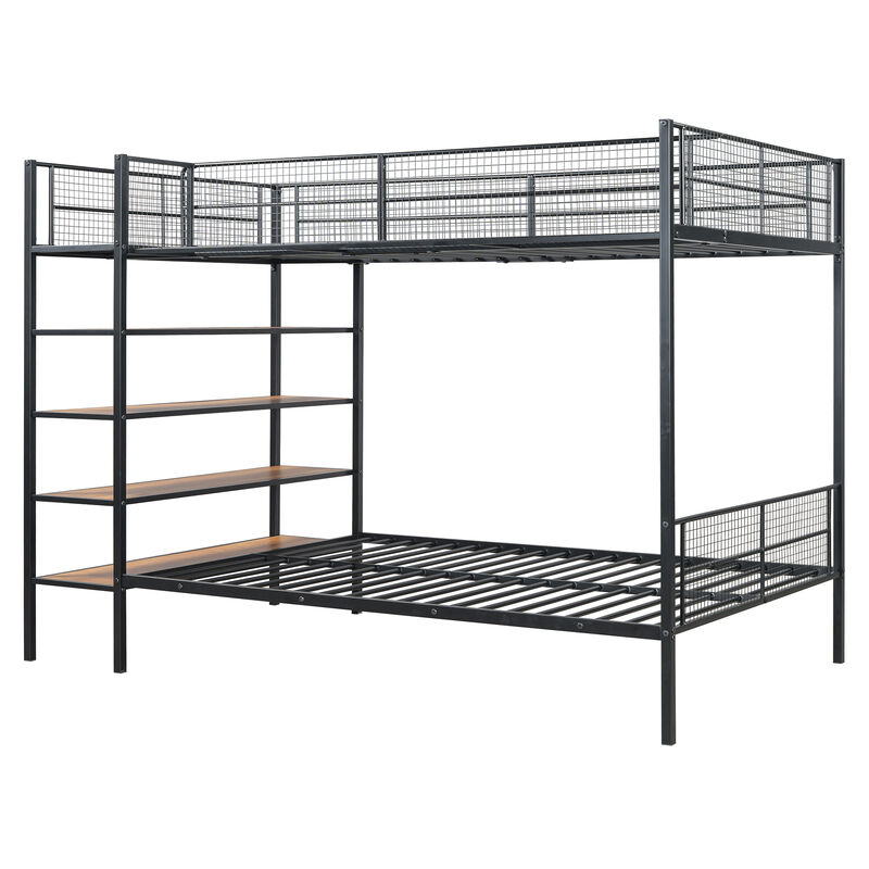 Merax Metal Bunk Bed with 5-Tier Shelves