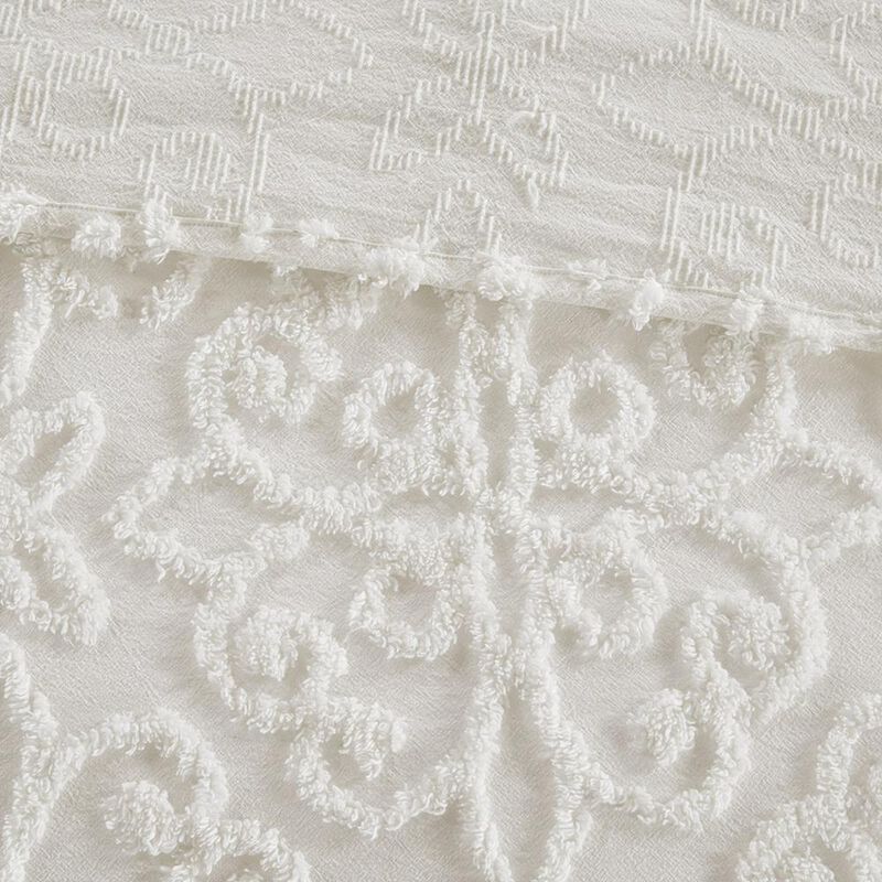 Belen Kox Floral Medallion Tufted White Bedspread Set, Belen Kox
