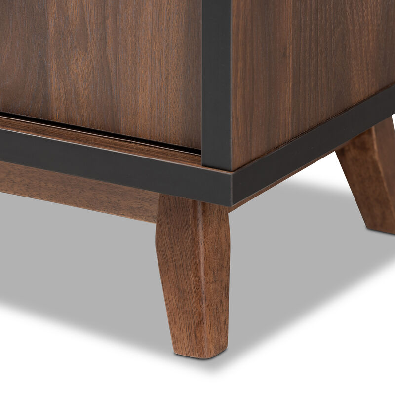 Baxton Studio Margo  Two Tone Walnut Brown and Black Finished Wood Wine Storage Cabinet