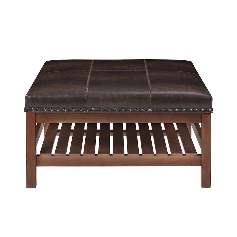 Convenience Concepts Designs4Comfort Silverton Coffee Table Cocktail Ottoman with Storage Shelf