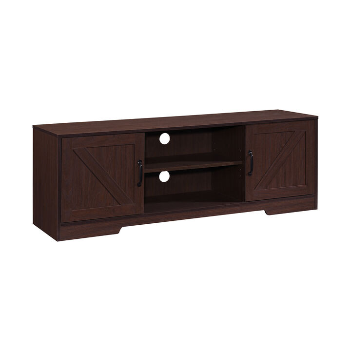 59 in. Farmhouse TV Stand For TVs Up To 65" with 2 Storage Cabinets, Wood Barn Door Media Television Console Table With Storage, Modern Entertainment Center For Living Room