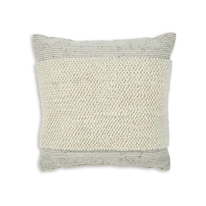 Throw Pillow Set of 4, 20 Inch, Polyester, Handwoven Stripes, Beige Cotton -