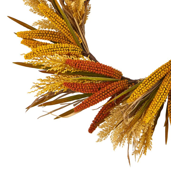 Hivvago 25" Sorghum Harvest Artificial Wreath
