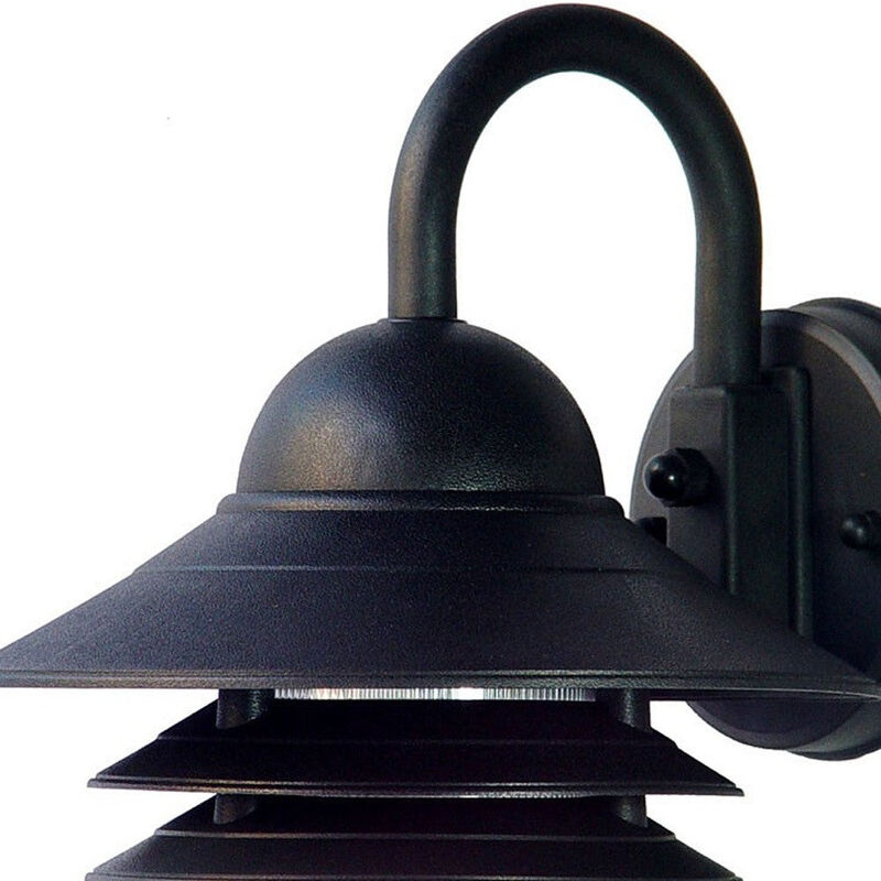Hivvago Matte Black Three Tier Lamp Shade Outdoor Wall Light