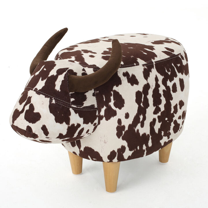 Adorable Cow-Shaped Velvet Ottoman for Kids