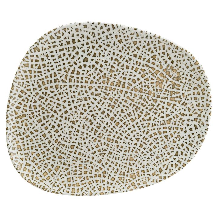 Lapya Wood 13" x 10.75" Organic Decorated Porcelain Plate