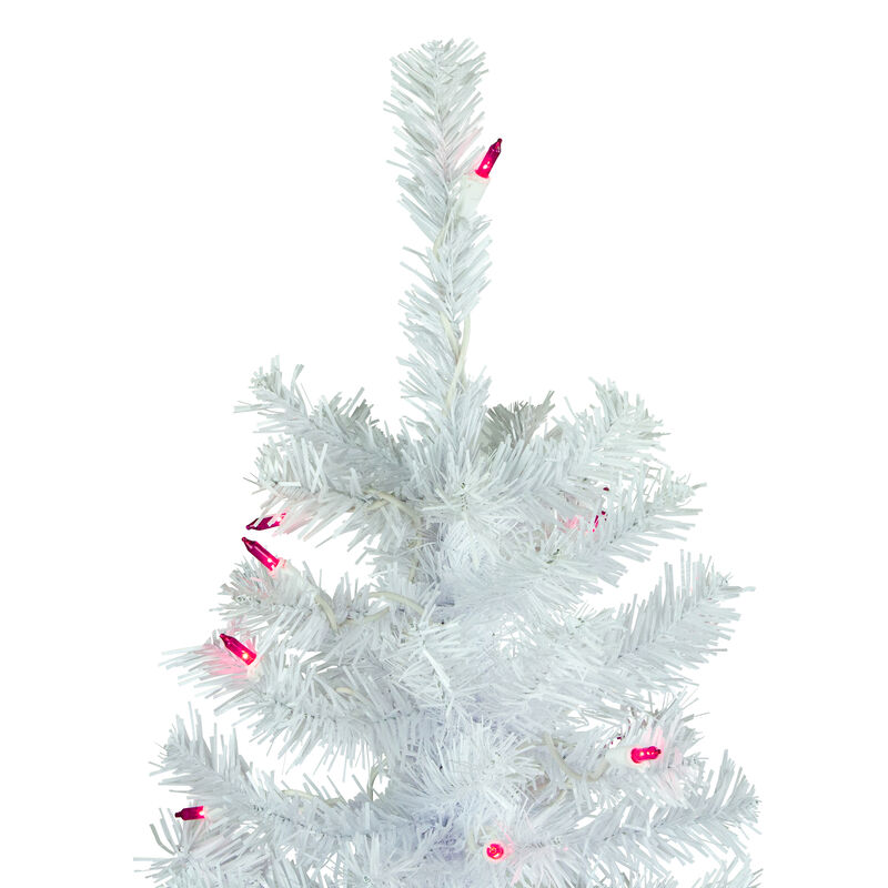 6.5' Pre-Lit Woodbury White Pine Pencil Artificial Christmas Tree  Pink Lights