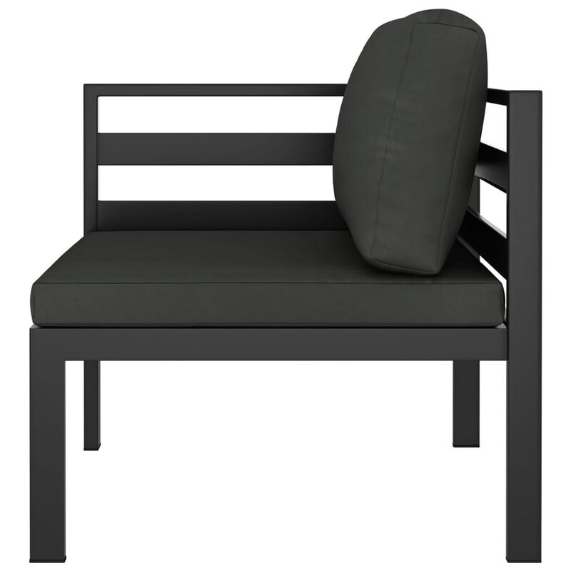 Shina 3pc Outdoor Modular Loveseat Set with Table, Gray Polyester - Benzara