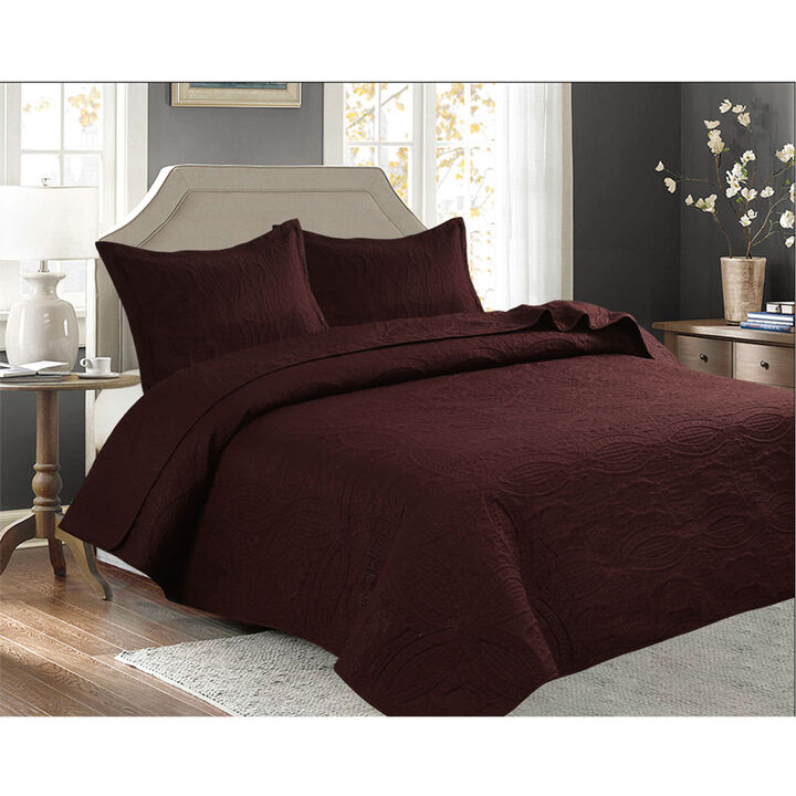 Bedspread Coverlet 3 Pcs Set Oversized Full Size White Color