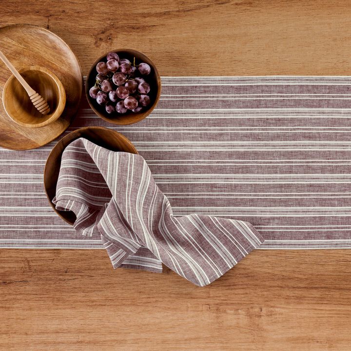 Solino Home 100% Pure Linen Table Runner 14 x 108 Inch | Chelsea Stripe