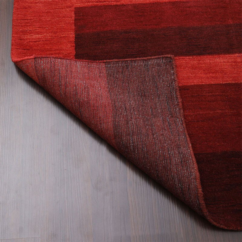 RUGSOTIC CARPETS HAND KNOTTED LOOM WOOL ECO-FRIENDLY AREA RUGS  - 8'x10', Rectangle, Rust Color, Contemporary Modern Design, High Pile Thick Handmade Anti Skid Rugs for Living Room (L0B904)