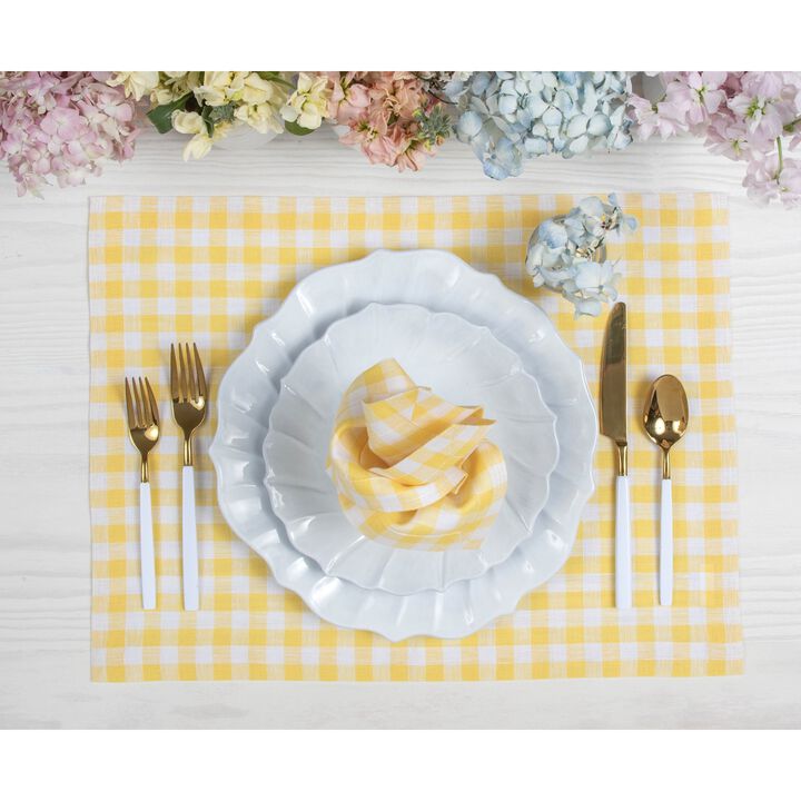 Solino Home 100% Pure Linen Cloth Napkins 20 x 20 Inch Set of 4 | Gingham Check Dinner Napkins