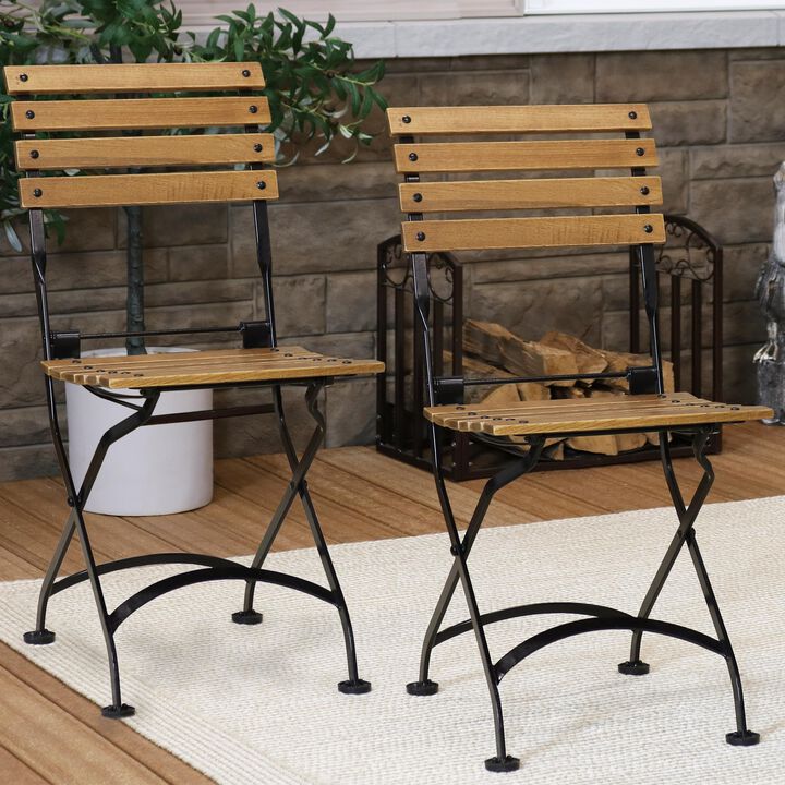Sunnydaze European Chestnut Wood Folding Bistro Dining Chair