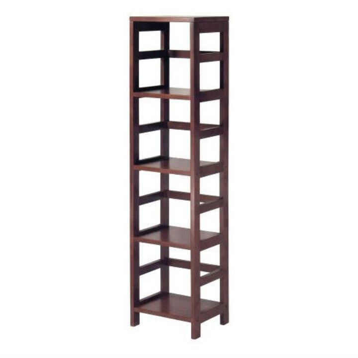 Hivvago Narrow 4-Shelf Contemporary Shelving Unit in Espresso Wood Finish
