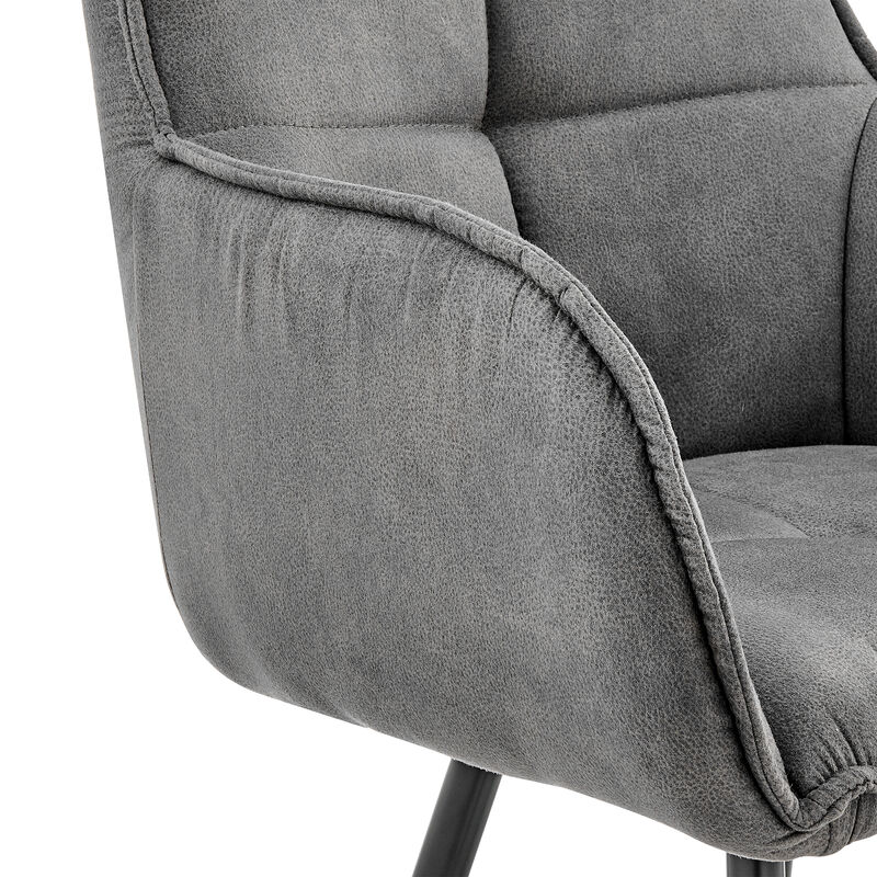 Verona Bar Height Bar Stool in Charcoal Fabric and Black Finish
