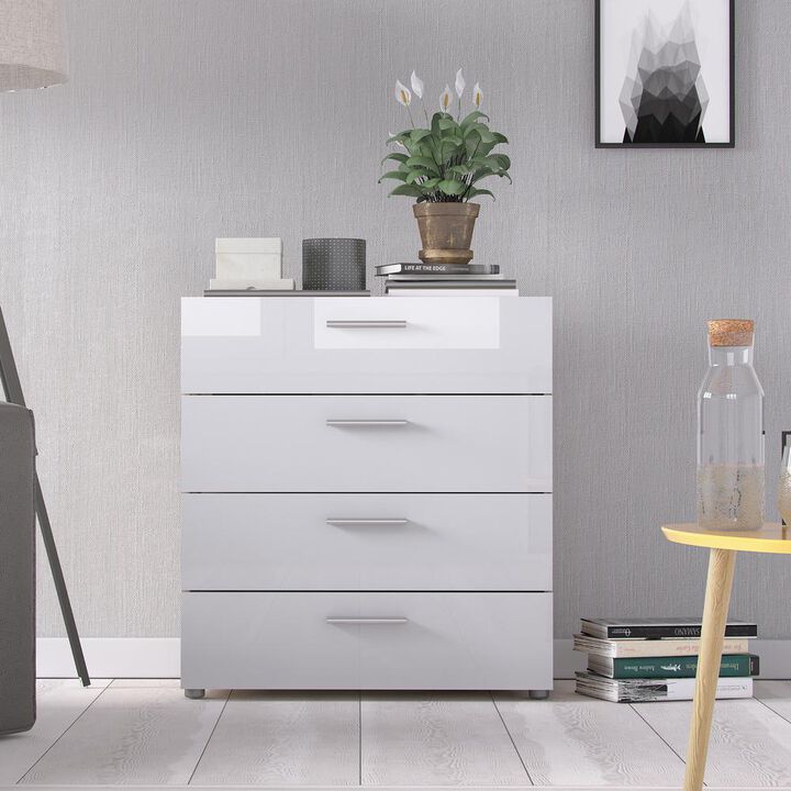 Tvilum Austin 4 Drawer Chest, Oak Structure/White High Gloss