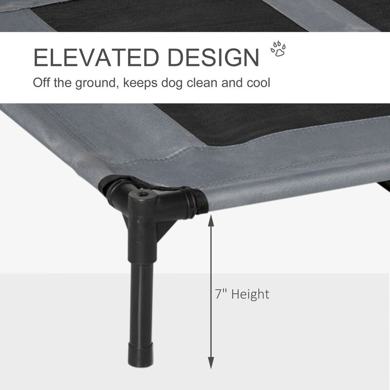 Portable Pup Oasis: 36" Elevated Dog Cot with Cooling Canopy