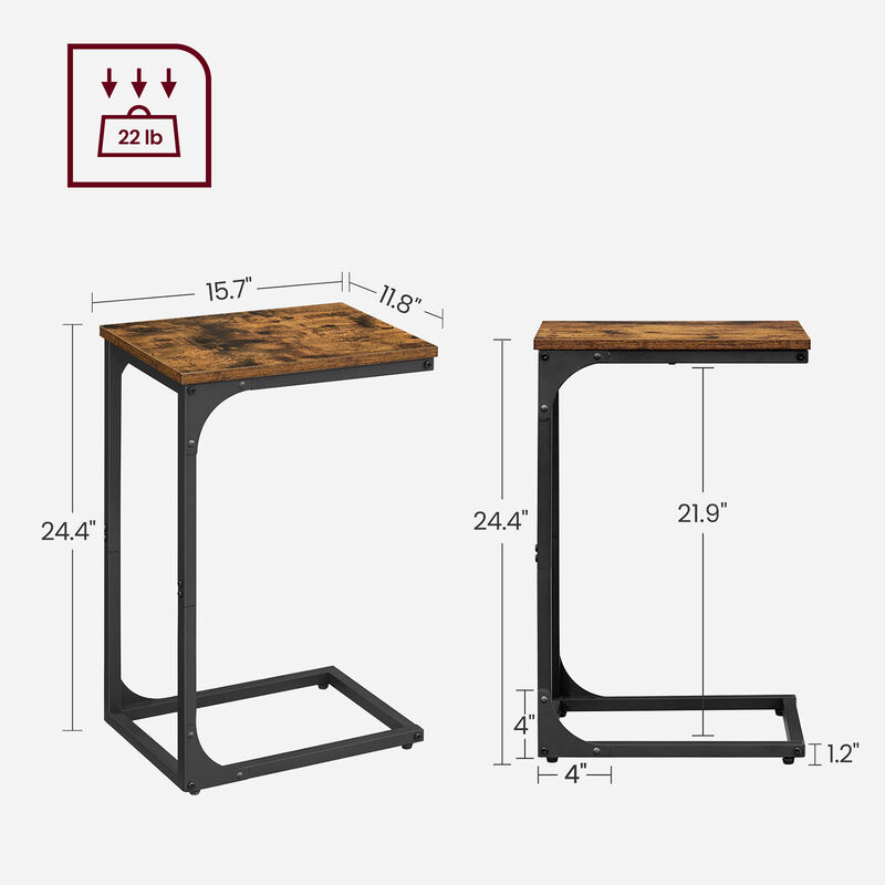 C-Shaped End Table Modern and Space-Saving Design for Easy Access (Set of 2)