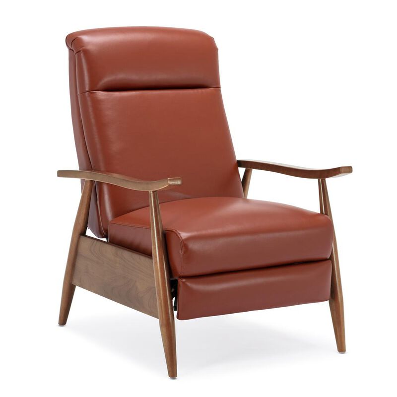 Comfort Pointe Fairview Leather Wood Arm Push Back Recliner - Caramel