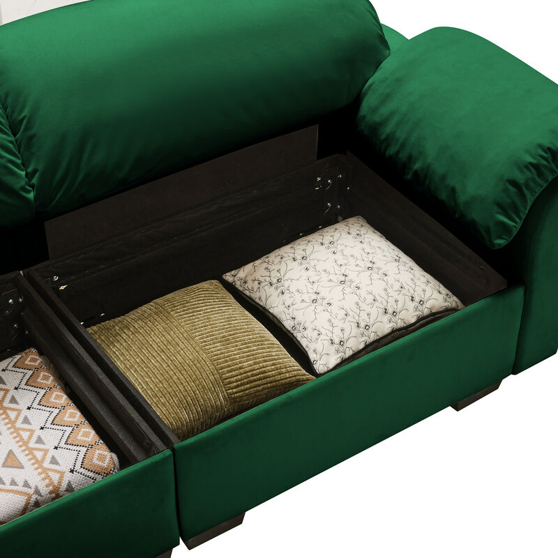 Merax Velvet Loveseat Sofa with Hidden Storage