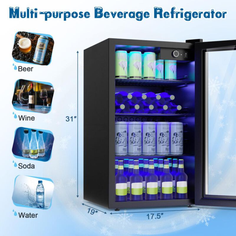 Hivvago 120 Can Beverage Mini Refrigerator with Glass Door