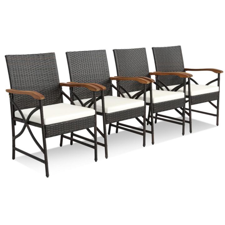 Hivvago Set of 2/4 Patio Wicker Chairs with Soft Zippered Cushion