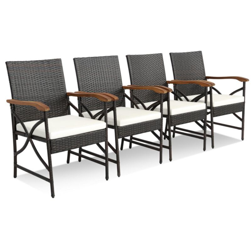 Hivvago Set of 2/4 Patio Wicker Chairs with Soft Zippered Cushion