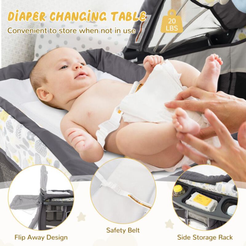 Hivvago 4 in 1 Portable Pack and Play Baby Nursery Center with Bassinet