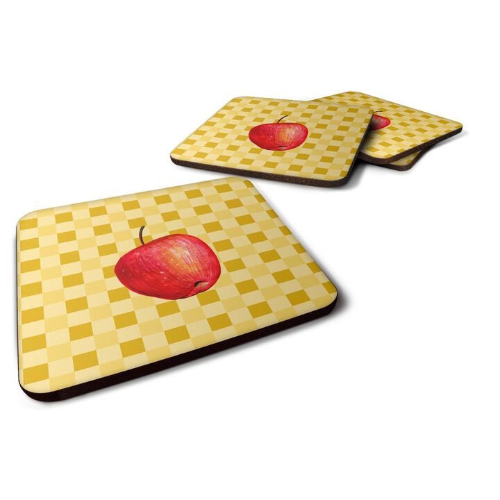 Caroline's Treasures Whole Apple on Basketweave Decorative coasters, 3.5, Multicolor