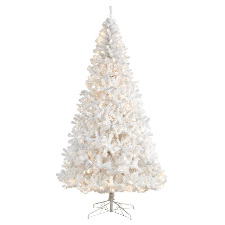 Nearly Natural 9-ft White Artificial Christmas Tree with 1860 Bendable Branches and 650 LED Lights