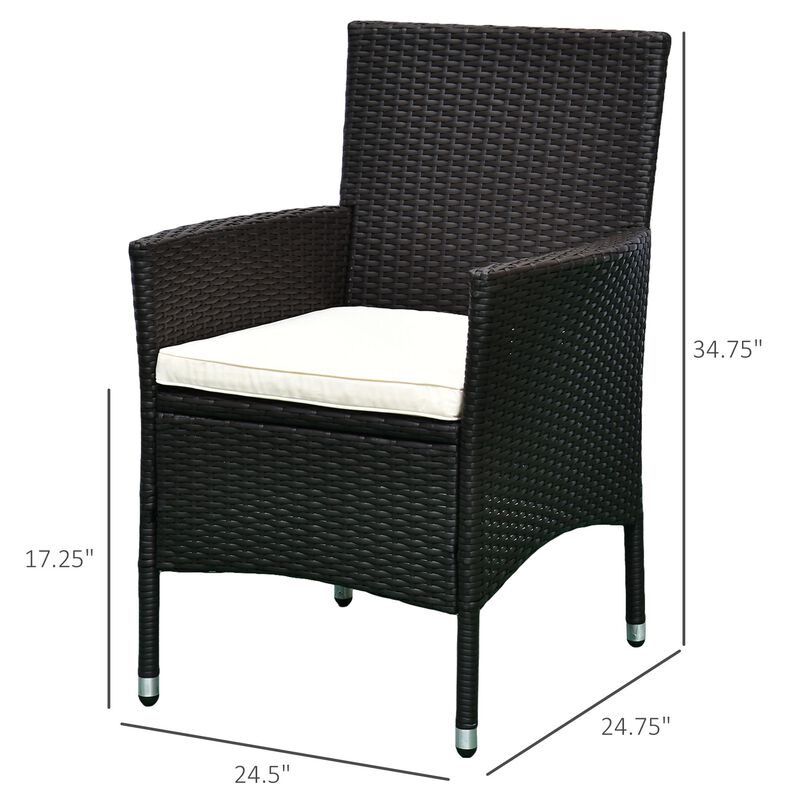 2PC Patio Rattan Wicker Dining Armrest Chairs Furniture W/ Cushions
