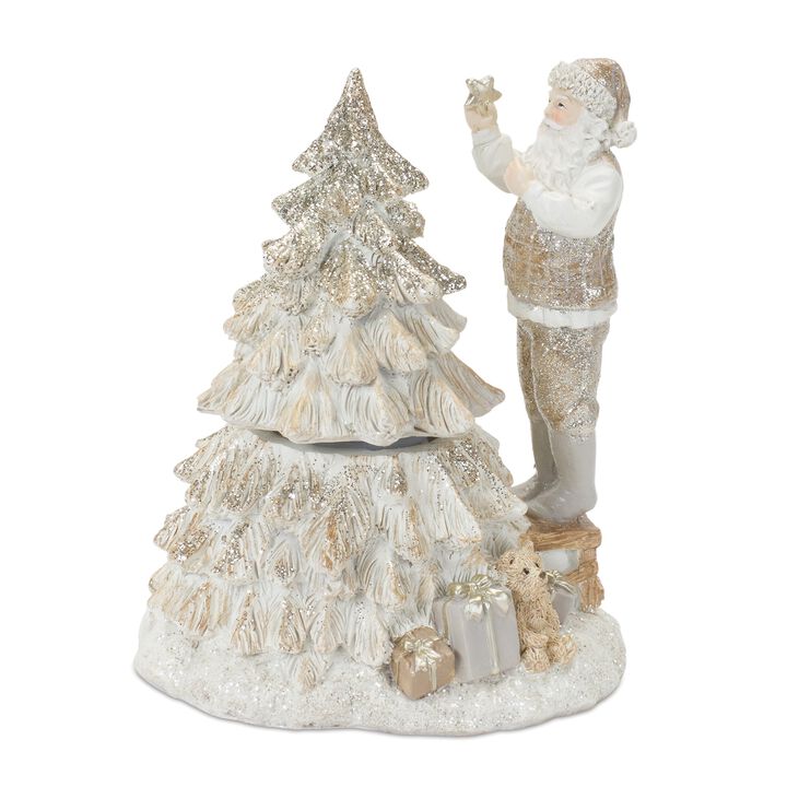Santa with Tree (Set of 2) Resin 3 AAA Batteries, Not Included